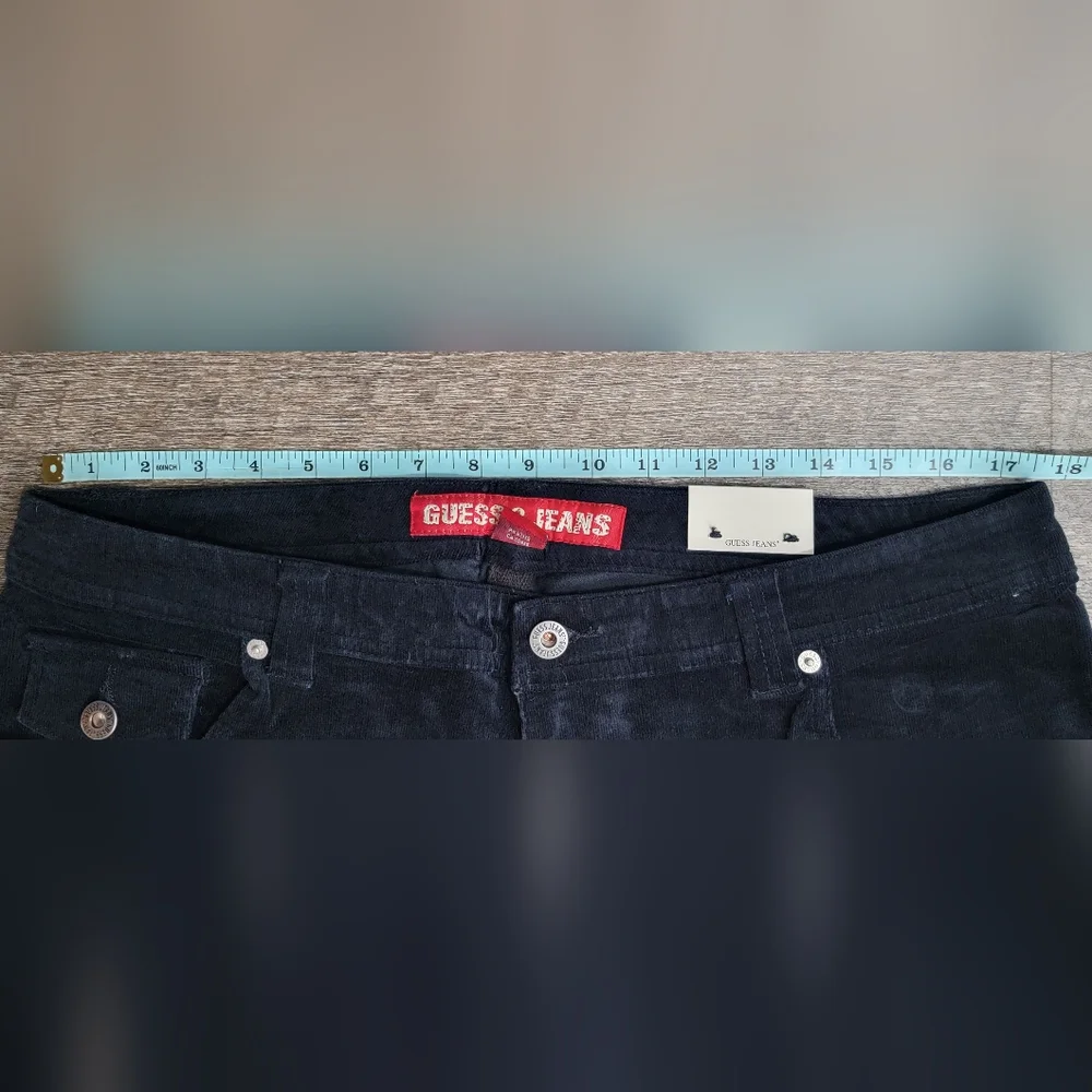 Y2K Vintg Guess‎ Flared Corduroy Pants Womens 34 Black Stretchy Low-Mid Rise NWT - Picture 7 of 12